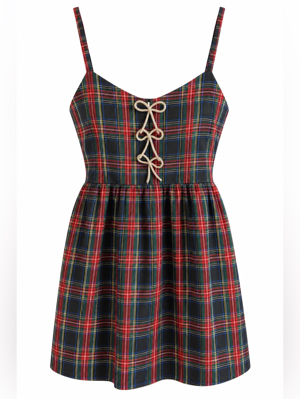 Oddi Curvy Plaid Rhinestone Bow Babydoll Dress 2X NWT Red Green Tartan